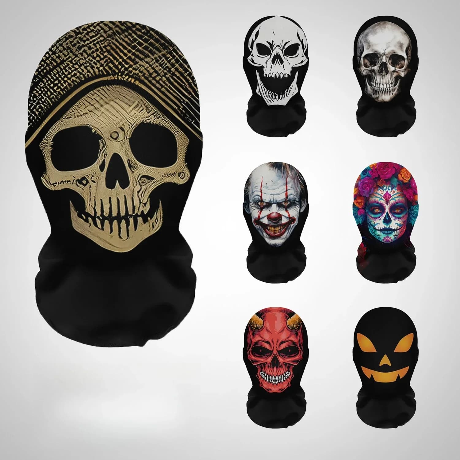 Maschere terrore di Halloween Stampa 3D Modello teschio Maglia elastica Maschera divertente Puntelli cosplay per feste Passamontagna Copricapo traspirante