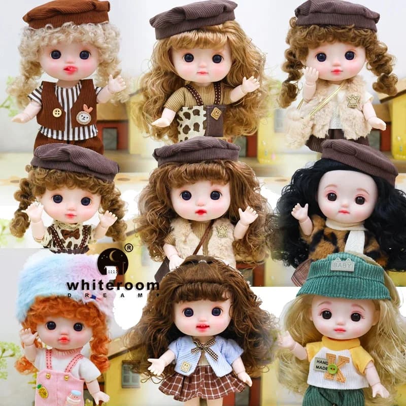 Fat Bjd Doll 22 cm Bambola con cerniera Grande testa grande Carino Giocattoli per bambini Ragazza Bambola Festival Regalo Bambole per bambini Per ragazze che giocano a casa Bambino Nuovo