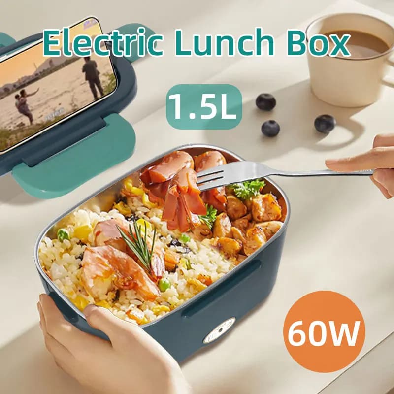Scaldavivande Elettrico Portatile da 1,5L, 60W per Auto e Casa, Riscaldatore per Alimenti in Acciaio Inox 304, 12V/24V 110V/220V