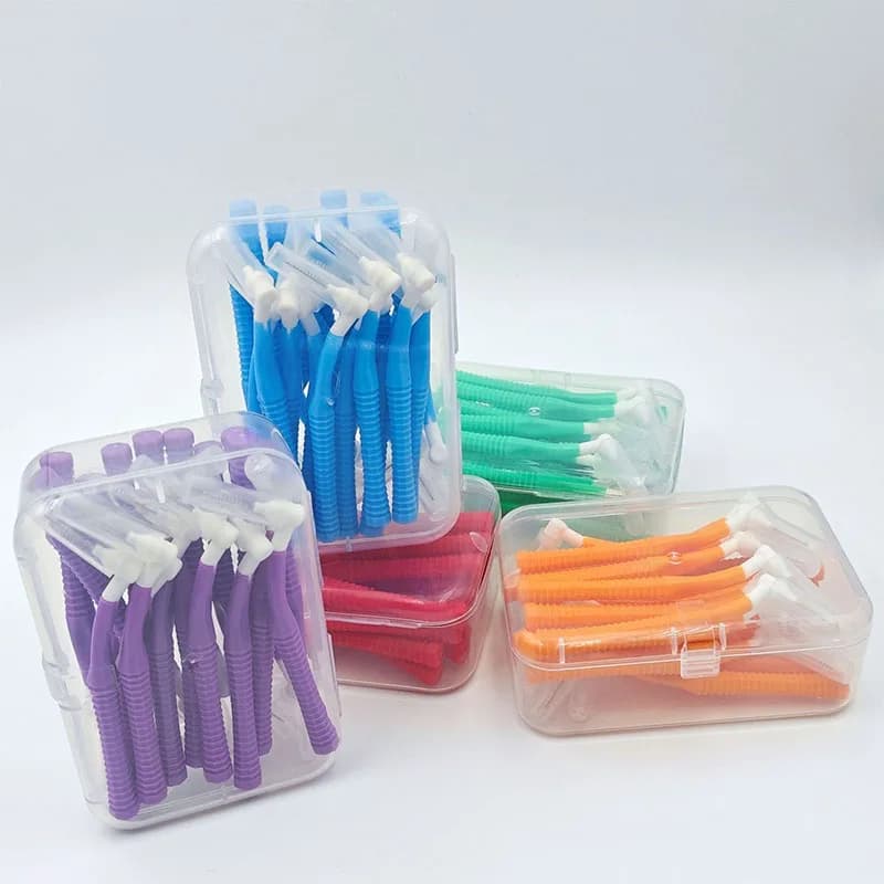 Nuovo tipo L Spazzolino Spazzolino interdentale Asta Filo interdentale Filo interdentale Filo interdentale Stuzzicadenti in plastica riutilizzabile con filo Filo interdentale YAX03