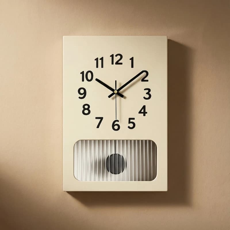 Rectangular Pendulum Clock Scratch-resistant Silent Wall Clocks Eco-friendly No Drilling Required Nordic Minimalist Home Decor