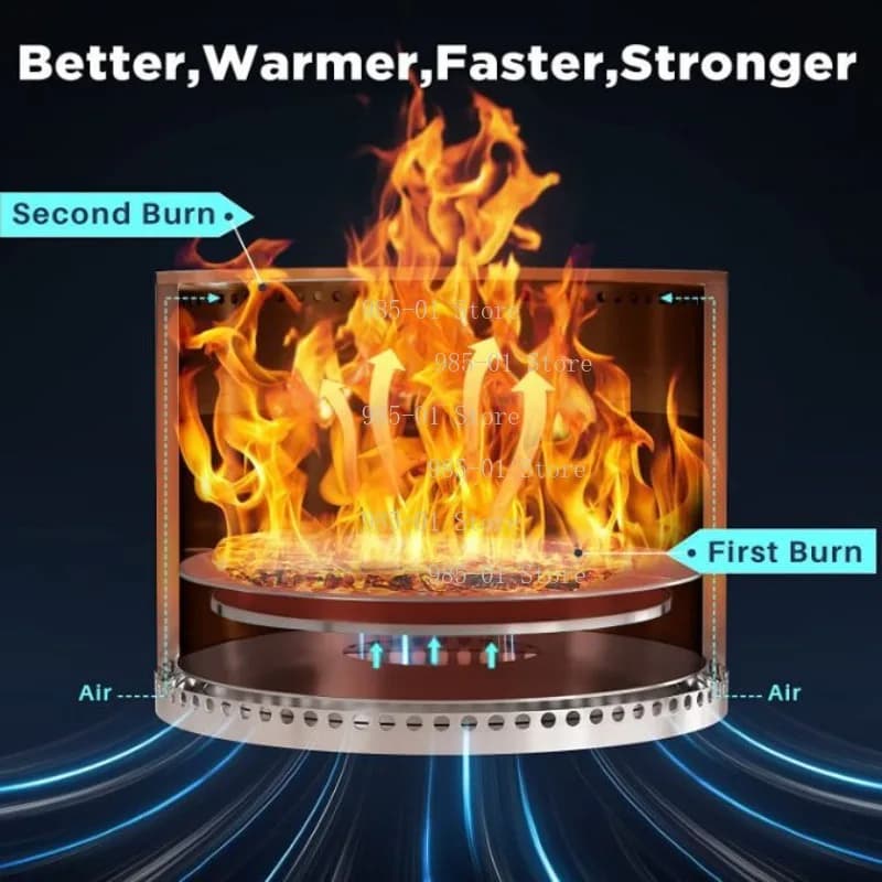304 stainless steel smokeless brace - Second combustion camping stove for barbecue in patio courtyard