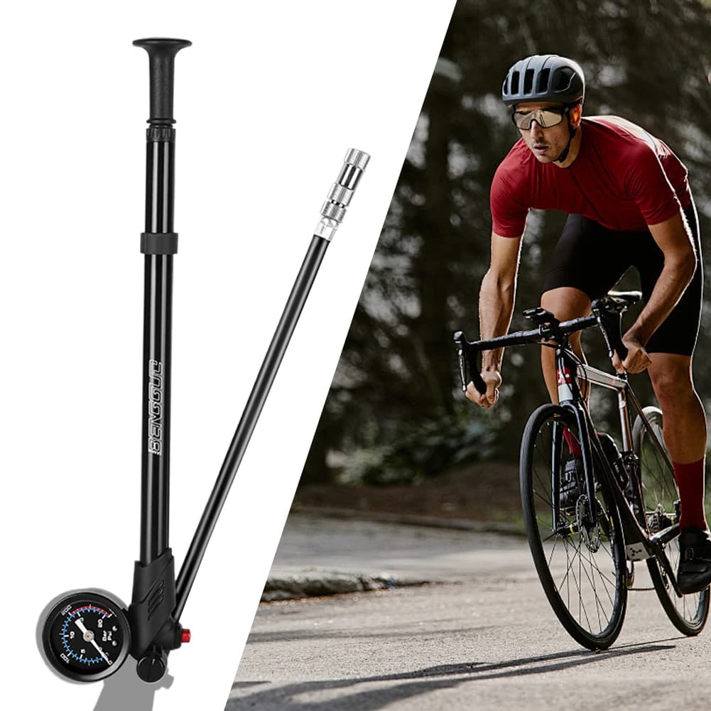 Pompa per Bicicletta 300PSI Compatibile con Valvole Presta e Schrader, Pompa ad Aria per Sospensioni Anteriori/Posteriori di Mountain Bike