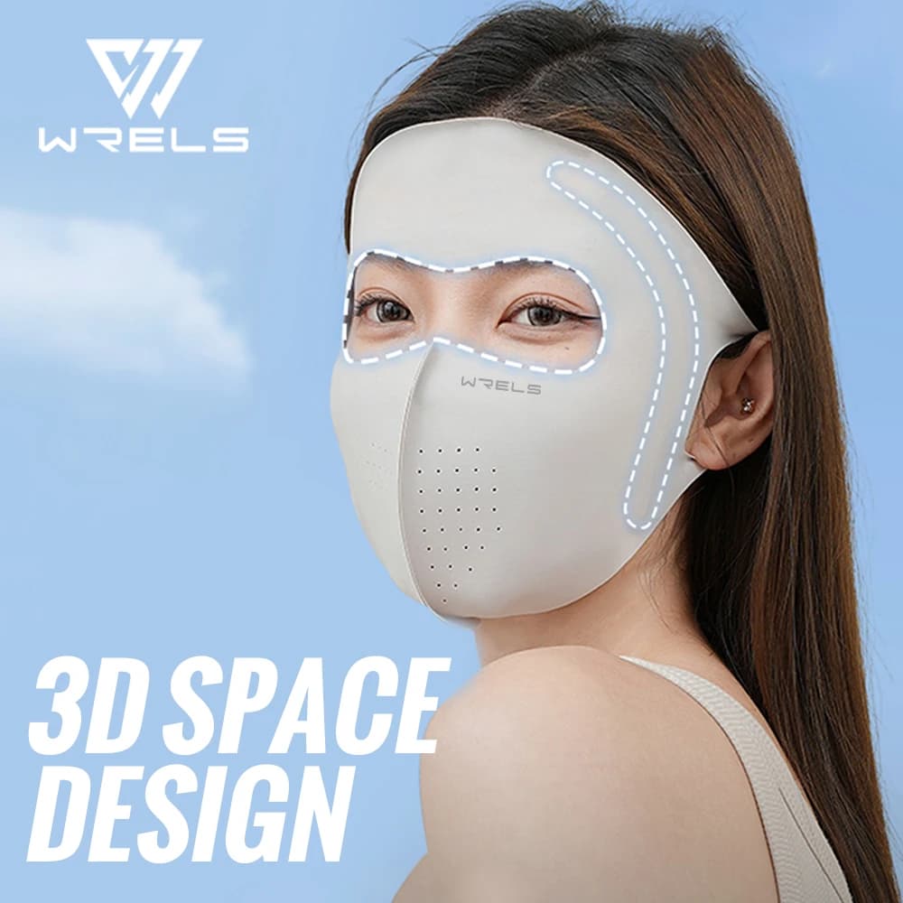 WRELS Summer Full Face UV Protection Mask Women Outdoor Sports Activity Mask Breathable Lightweight Cycling 3D Sunscreen Mask