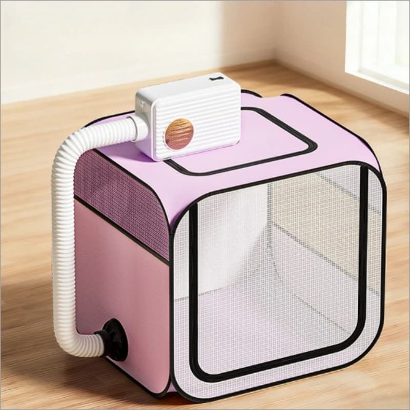 Asciugatrice Portatile per Animali Domestici, Box Asciugatura Rapida per Cani e Gatti, Borsa per Toelettatura Silenziosa con Aria Calda, Gabbia Asciugatura Automatica Pieghevole per Uso Domestico, Forniture per Animali