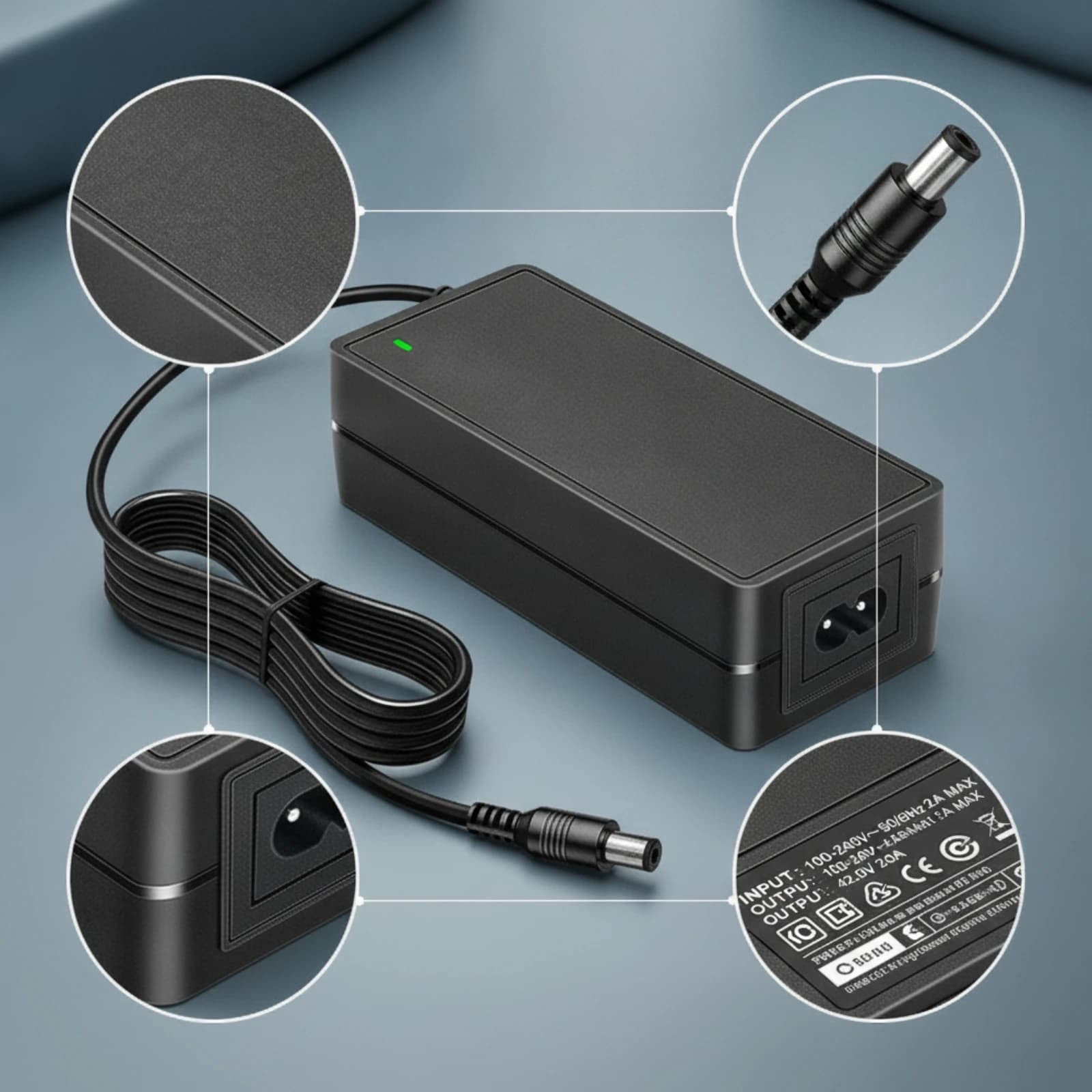 Scooter Charger Portable Charger with LED Indicator Compact for Commuters, Travel, Garage