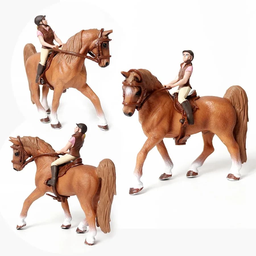 Set da gioco per cavalli Cavaliere equestre Giocattolo Cavalli Animali da fattoria Action Figure Figurine di animali Modelli in plastica Giocattoli per bambini Regali per bambini