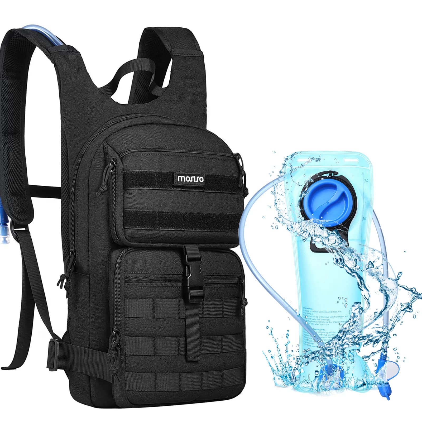 MOSISO tactical hydration backpack, light military backpack for water backpack with 3 liters water bladder
