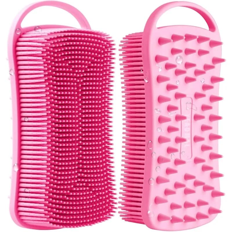 Dual-use Silicone Body Scrubber with Scalp Massage Shampoo Brush Exfoliating Bath Body Brush ,Well for Shower Gel/Soap/Body Wash
