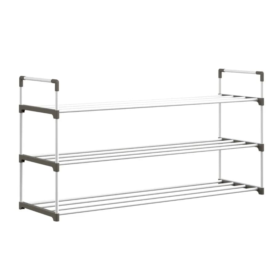 3-Tier Shoe Rack Organizer Shelf Holds 15 Pairs Sneakers Heels Boots White