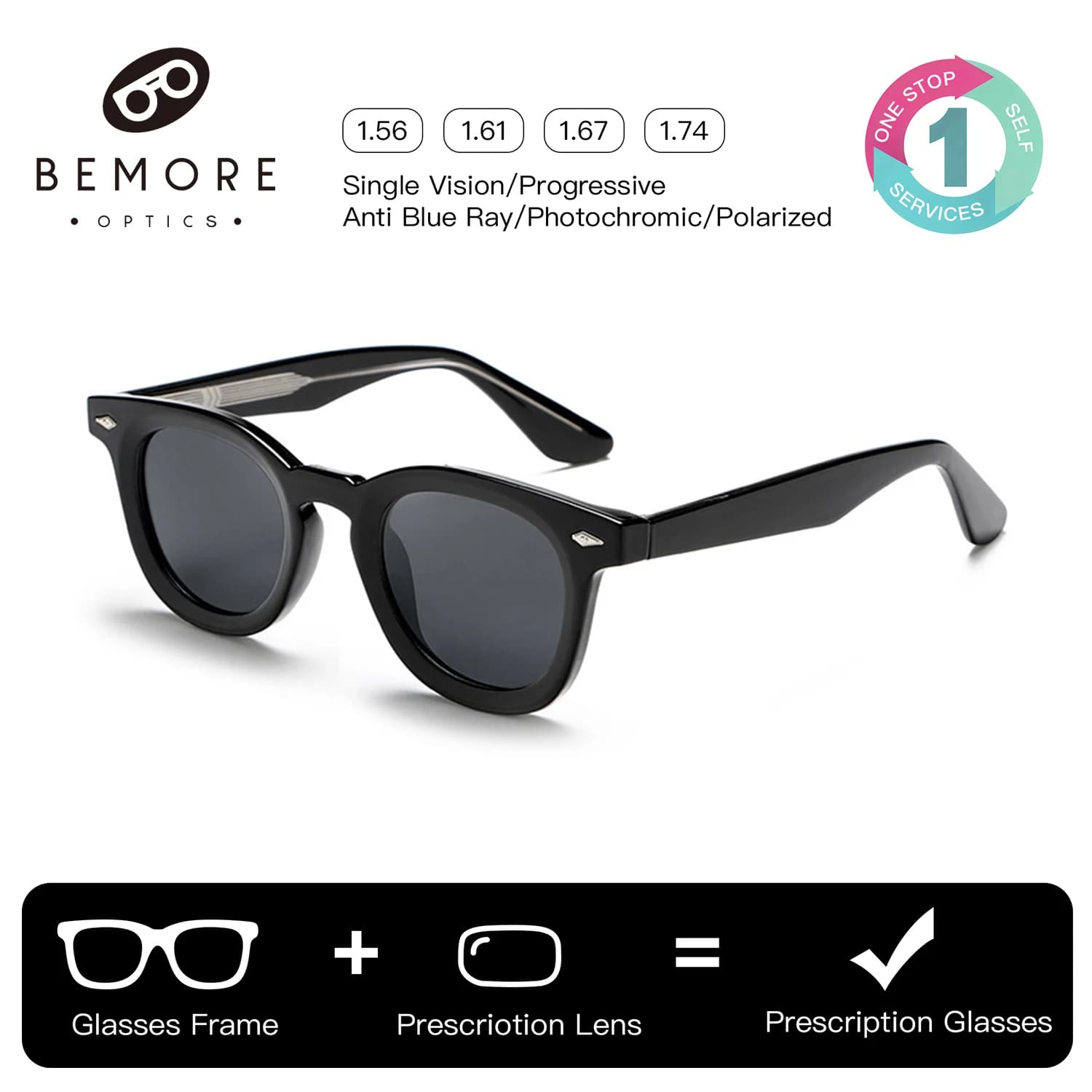 Occhiali da Sole Quadrati BEMORE per Donna, Montatura in Acetato di Design, Lenti Polarizzate UV400, Occhiali da Vista