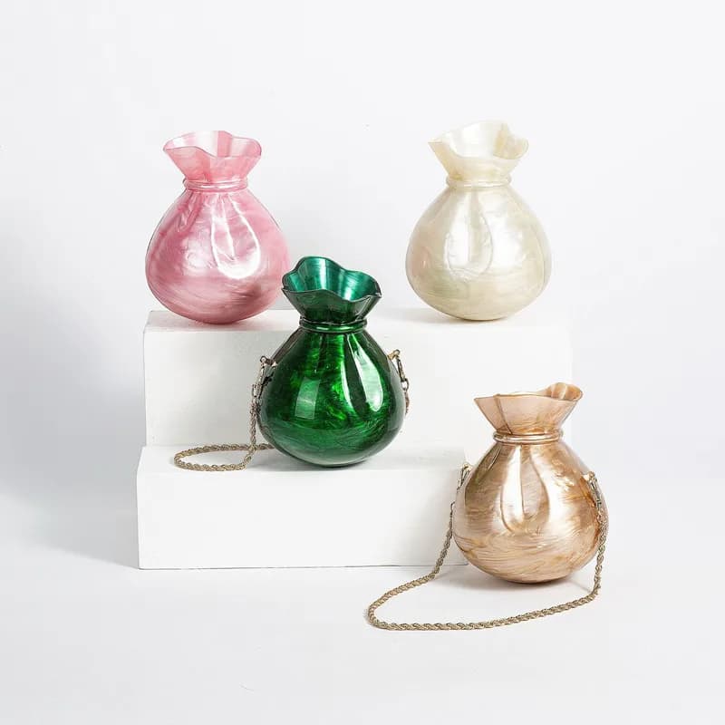 2025 nuove donne di moda acrilico carino vaso a forma di pochette da sera borsa di lusso per festa di nozze e borsa a tracolla di design