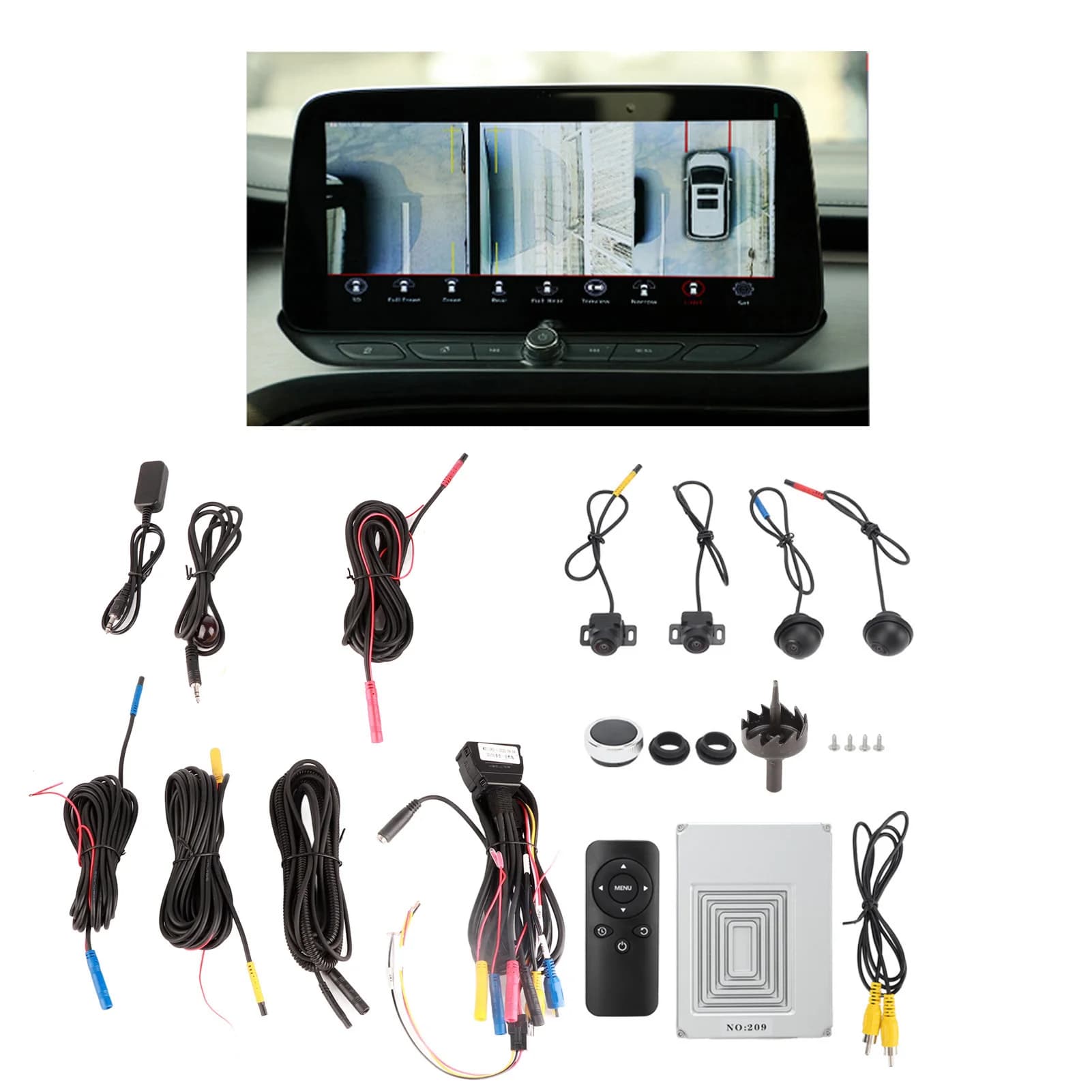 360-degree surround camera waterproof night vision 170 ° Wide-angle panoramic backup camera for rear camera