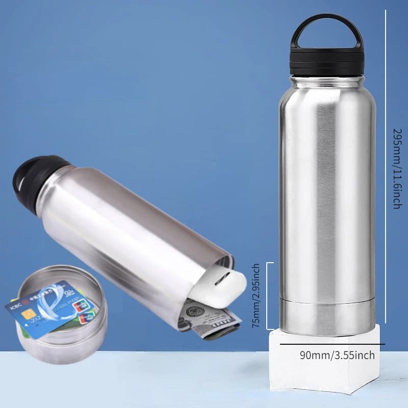 Secret hidden safe bottle of water in secret stainless steel stash spot can hidden storage compartment for cash key cards