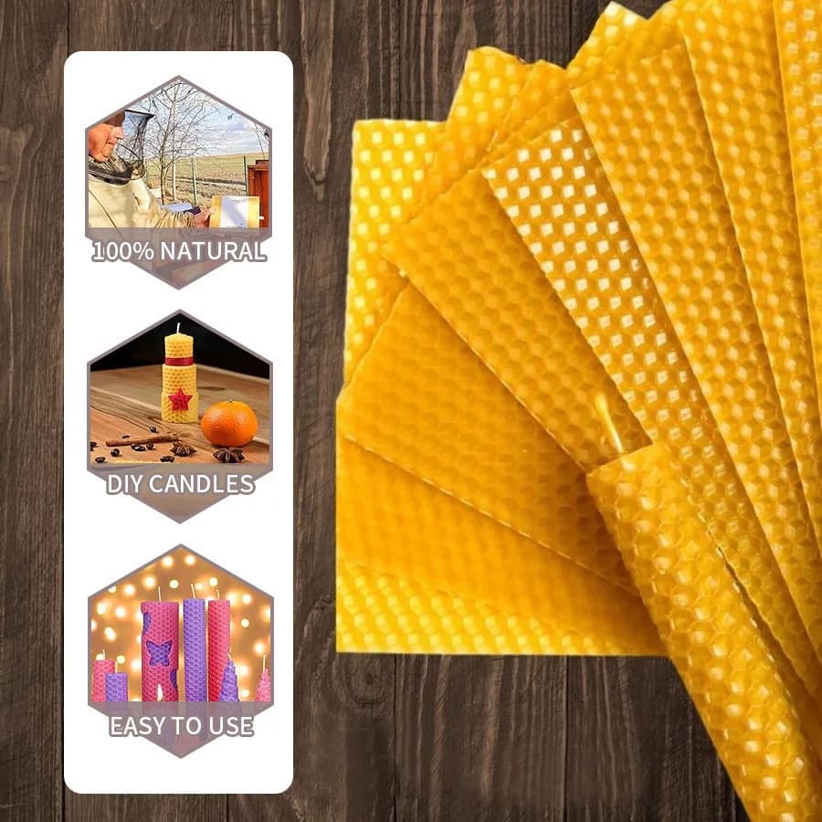 10/20/30pcs Natural Bee Cera Sheets For Production of Candles Handmade Candles Candles Rolling Kit Bee Cera Funded Sheets Crafted Sheets Decoration