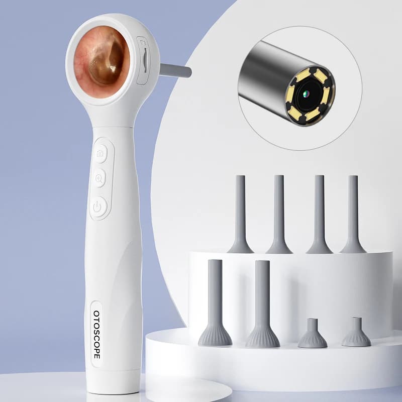 Digital Otoscope Camera 1.38'' IPS Screen Handheld Visual Ear Cleaner HD1080P Ear Cleaning Endoscope 6LEDs Ear Wax Removal Tool