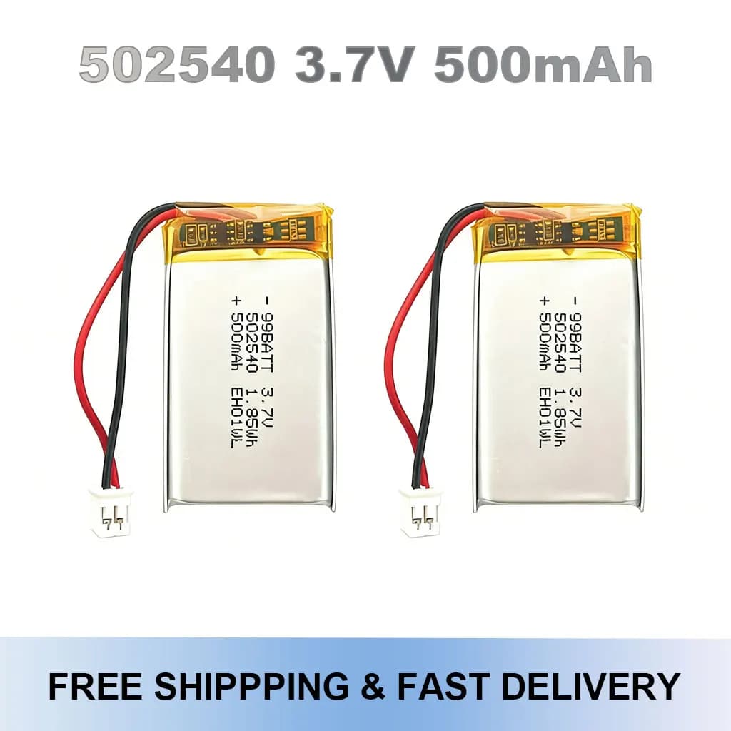 Batteria Ricaricabile ai Polimeri di Litio 502540 3.7V 500mAh, Ricambio per DVD, MP3, MP4, GPS, Luce LED, Fotocamera, Altoparlante Bluetooth