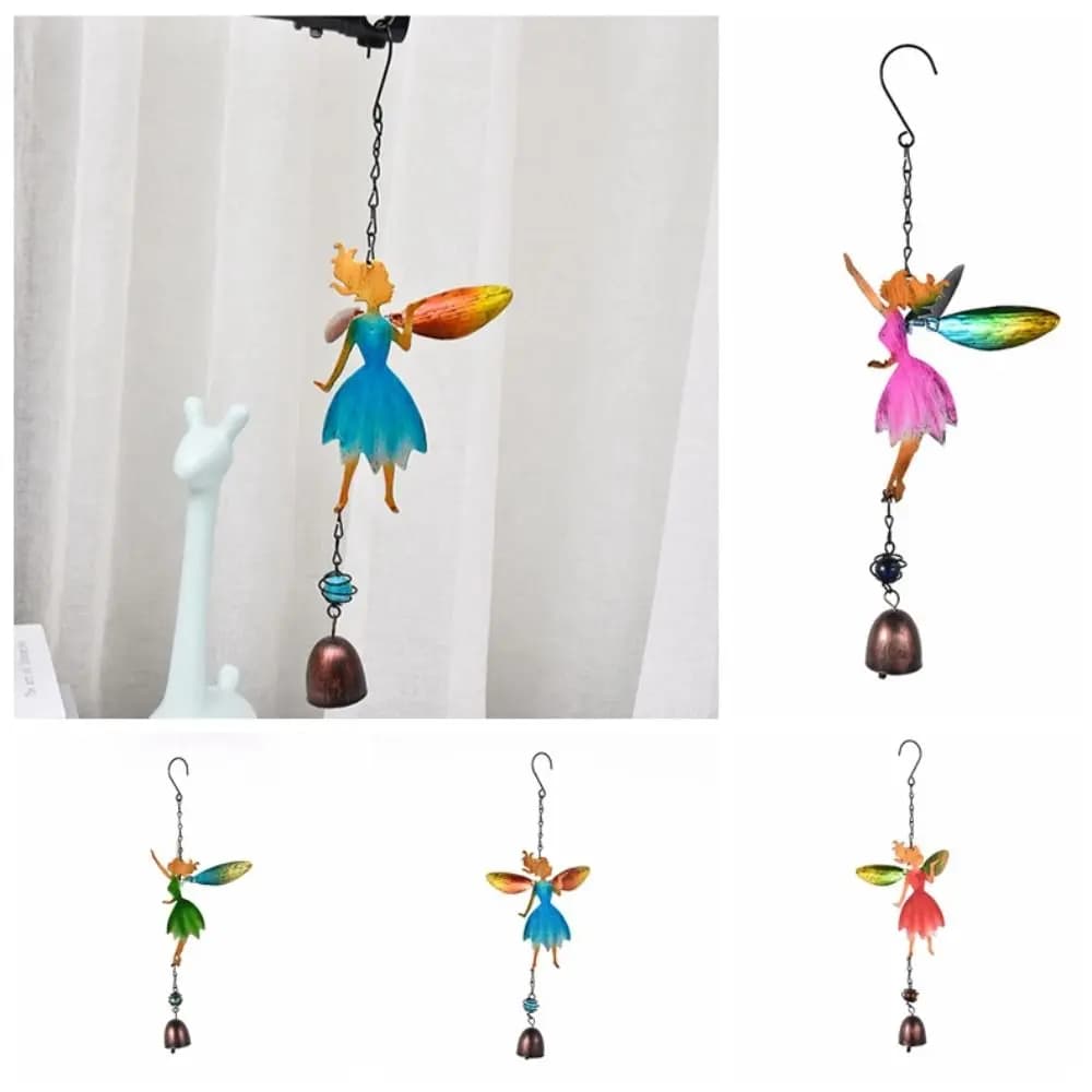 Photography Props Retro Fairy Angel Wind Chimes Realistic Hanging Fairy Wind Bell Romantic Handmade Metal Windchimes Courtyard