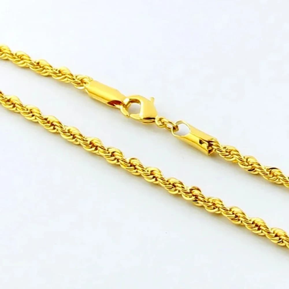 Nuova Collana Intrecciata in Oro 18K da 3MM, Elegante Gioiello Elettroplaccato per Uomo e Donna, Ideale per Matrimoni e Regali di Natale