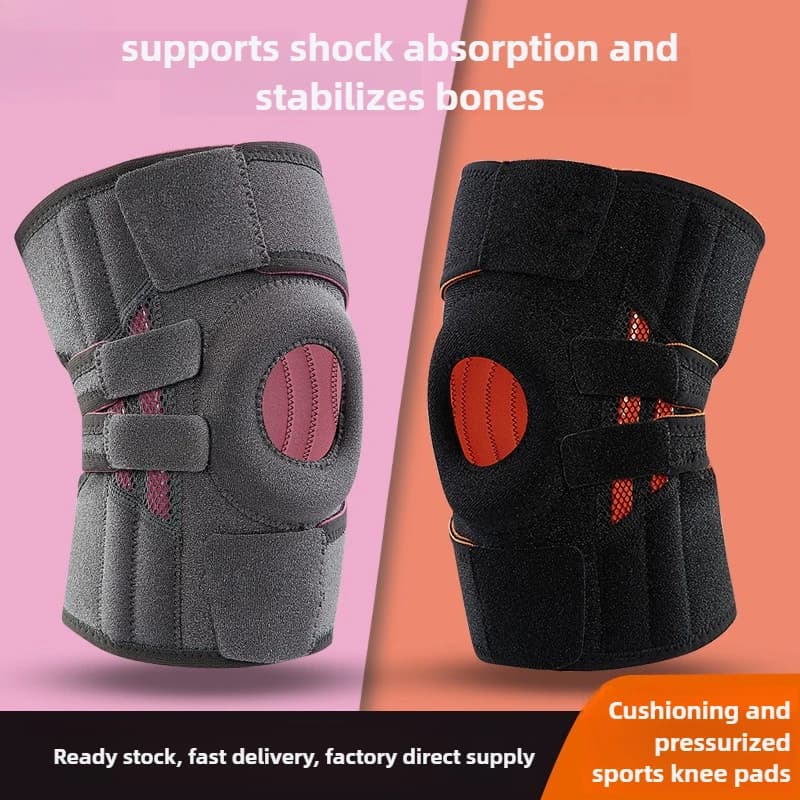 Ginocchiera sportiva da menisco, ammortizzante in silicone, supporto per ginocchio stabilizzatore rotuleo con cinghie in velcro regolabili