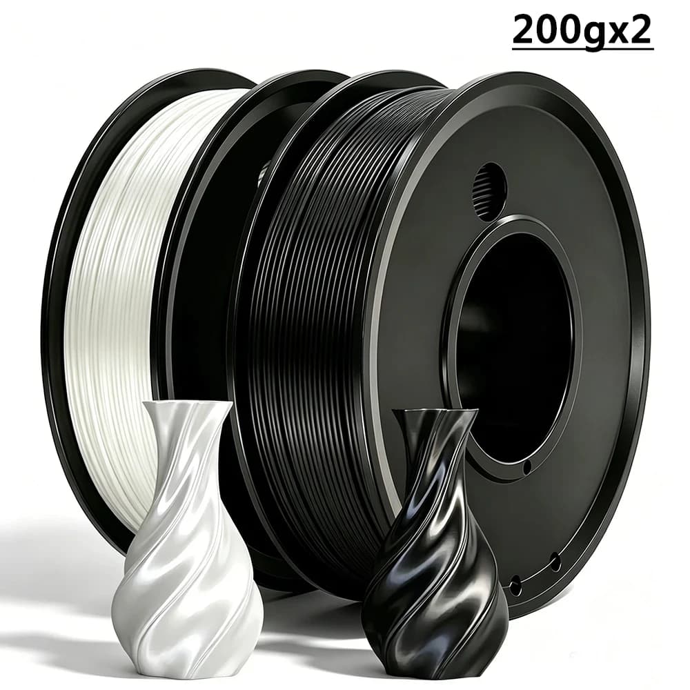 200gx2 PLA Silk White and silk black Filament 3D Printer Filament 1.75mm Dimension Accuracy +/- 0.03mm 3D Printing Filament Independent vacuum packaging