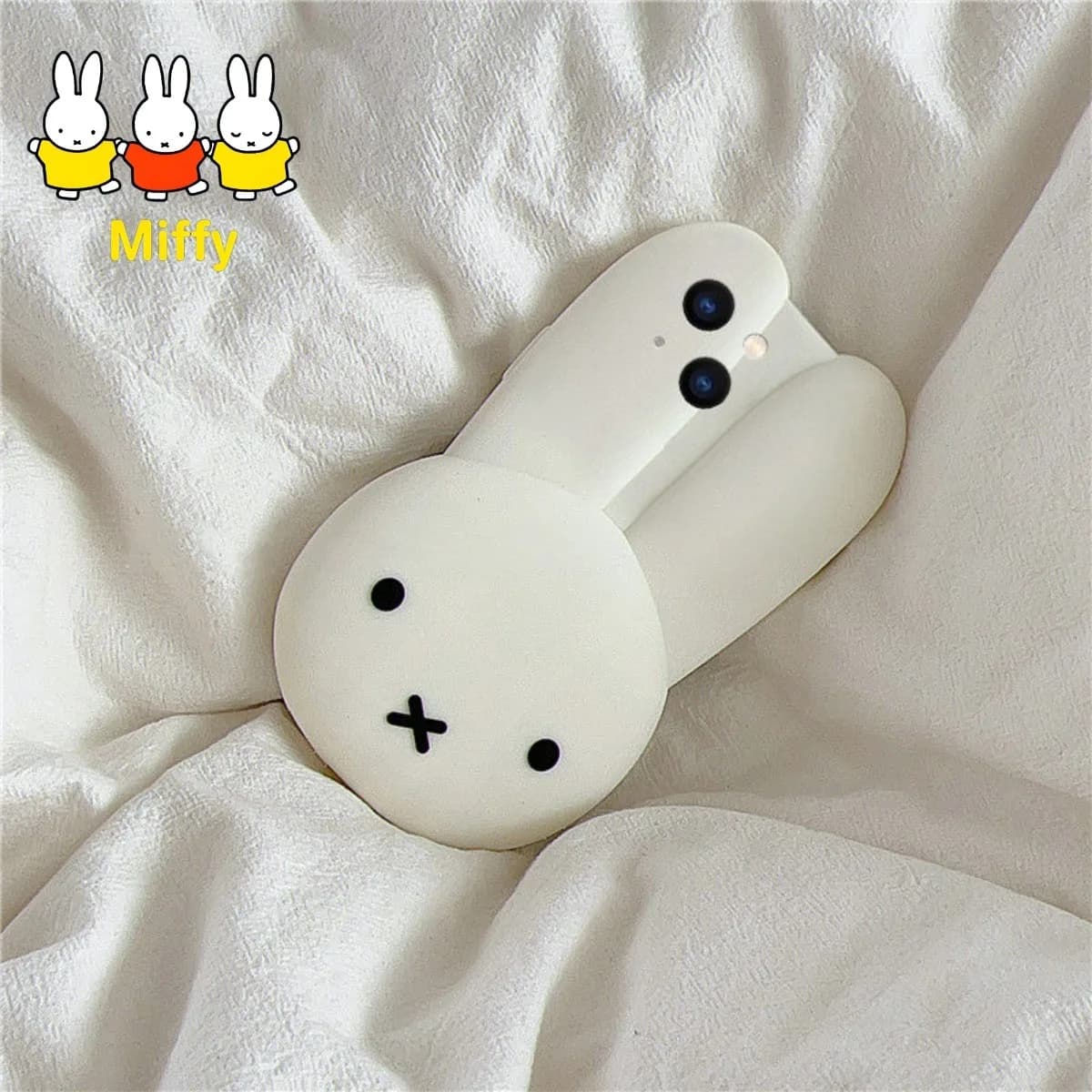 Custodia per telefono in silicone bianco coniglio Miffy Cartoon Grandi orecchie Immagine anime Miffy Custodia per iPhone creativa personalizzata Regalo per feste Kawaii