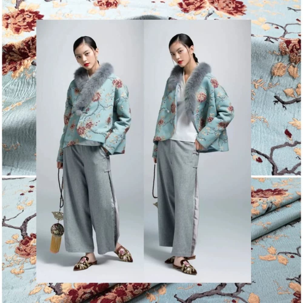 Middle Relief Jacquard Windbreaker Fabric Fashion Thick Tang Suit Cotton Jacket Brocade Hanfu Tibetan Cloth diy Sewing Material