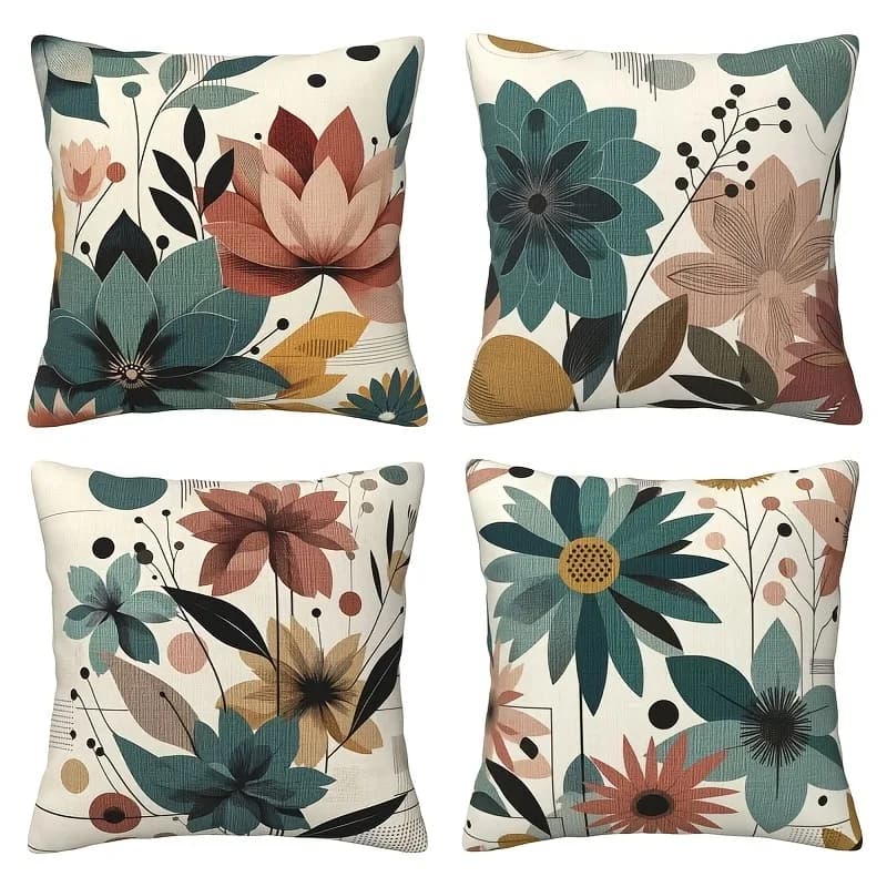 Set pillow with floral pattern, cushion cover for sofa bed, print on one side, without pillow core