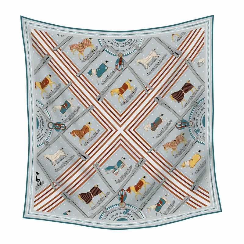 90CM Fashion Printed Cashmere Silk Scarf Designer Luxury Pashmina Shawls for Women Square Scarves Curled Edges Stole Blanket