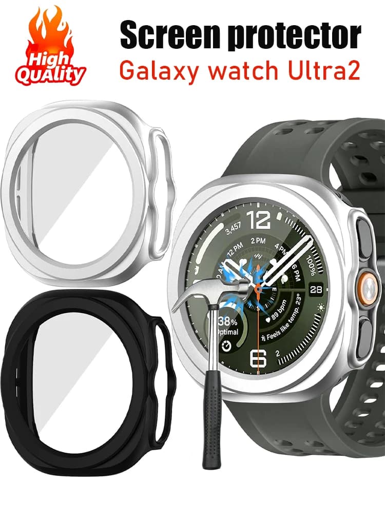 Screen Protector for Samsung Galaxy Watch Ultra2 47mm Protective Tempered Glass Hard PC Bumper Galaxy watch Ultra 2 Cover Case