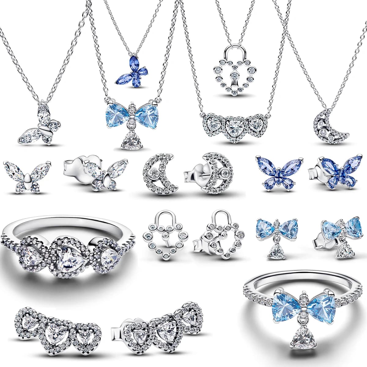 Ciondoli Originali in Argento Sterling 925, Charm a Forma di Fiocco Blu per Anelli, Orecchini, Collane, Bracciali Fai-da-Te, Gioielli Raffinati, Regalo per Donne