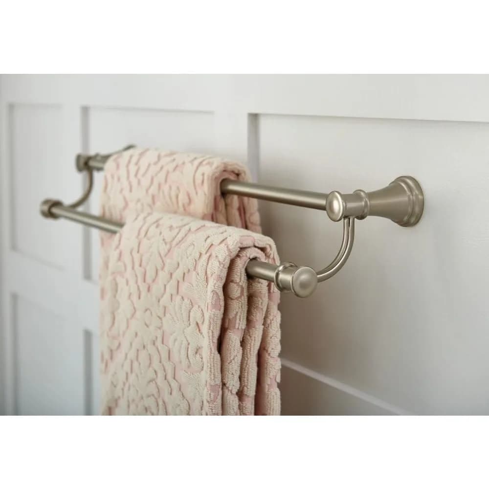 Portasciugamani doppio da 24 pollici, finitura in nichel lucido per bagno e cucina, installazione semplice e design durevole
