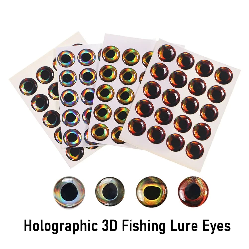 50 Pieces 3D Holographic Fish Eyes in 12mm and 15mm Epoxy Resin, Accessories for Fai-da-Te fishing baits, for the creation of Soft and Dure baits