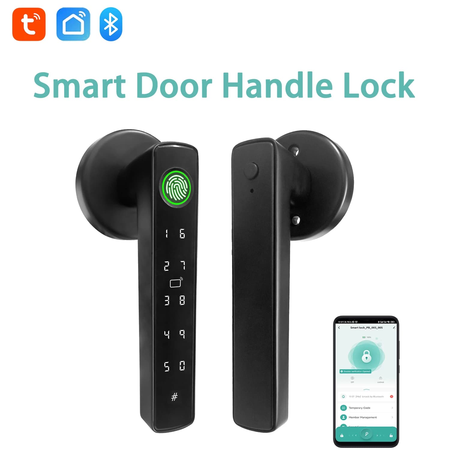Tuya Smart Lock 5 in 1 Password per impronte digitali Scheda chiave Smart Life APP Sblocca serrature per porte intelligenti per camera da letto dell'hotel del magazzino