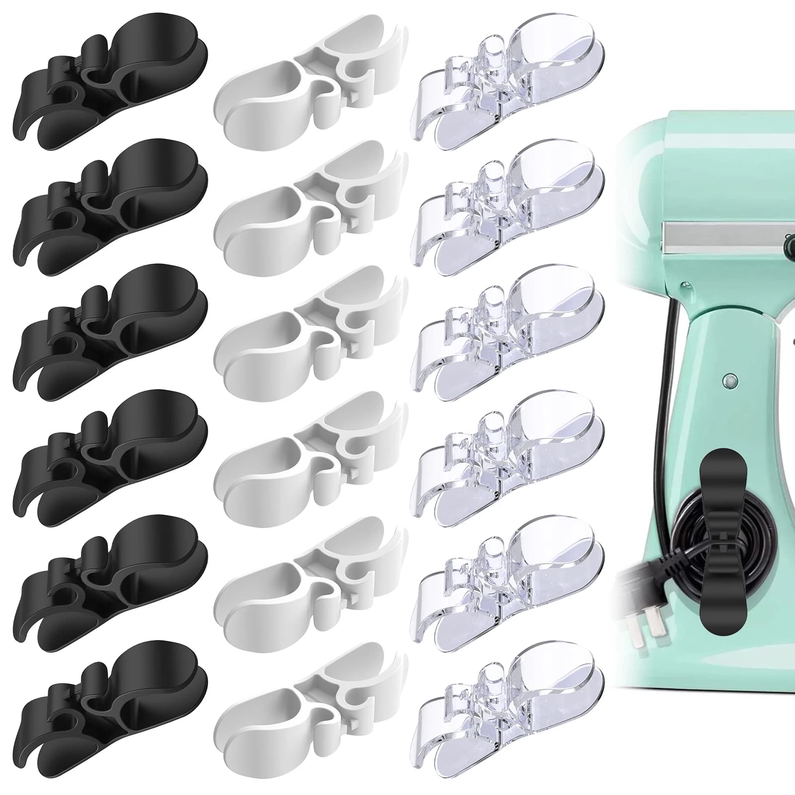 Set di 18 Organizzatori per Cavi di Elettrodomestici, Clip Adesive per Gestione Cavi, Supporto per Cavi da Scrivania, Accessori per Organizzazione Domestica