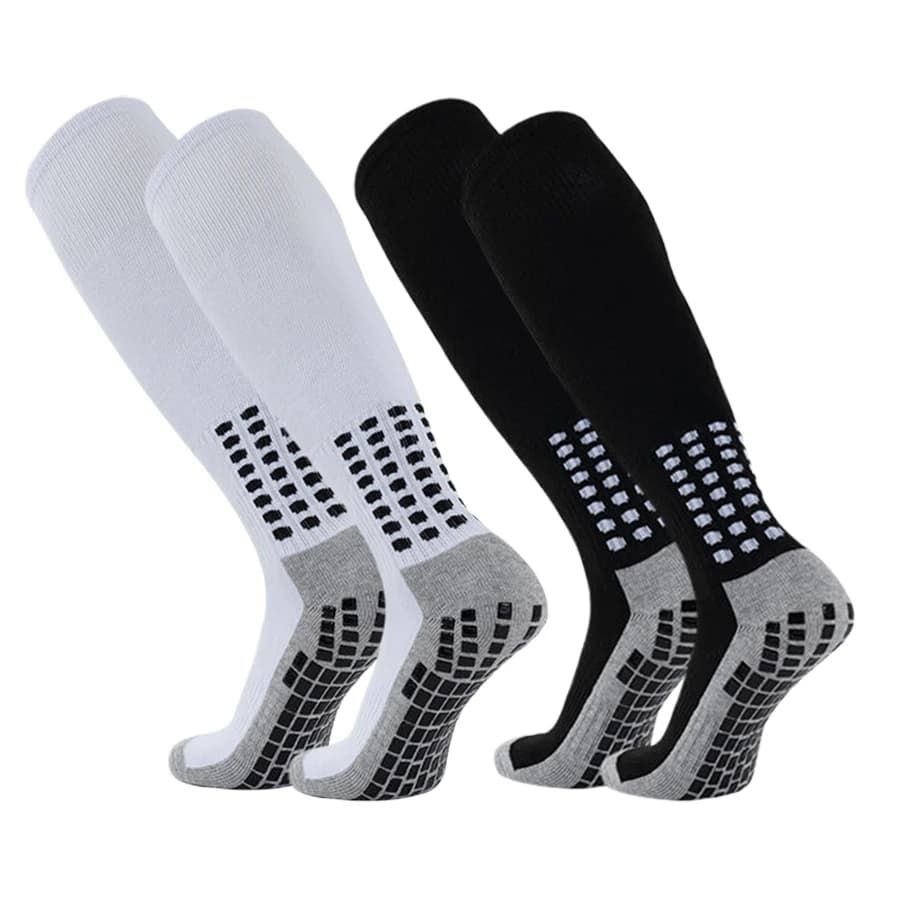 2 paia di calzini sportivi antiscivolo alti al ginocchio da uomo e da donna per calcio, basket, baseball, rugby, calcio, ciclismo, corsa, tennis