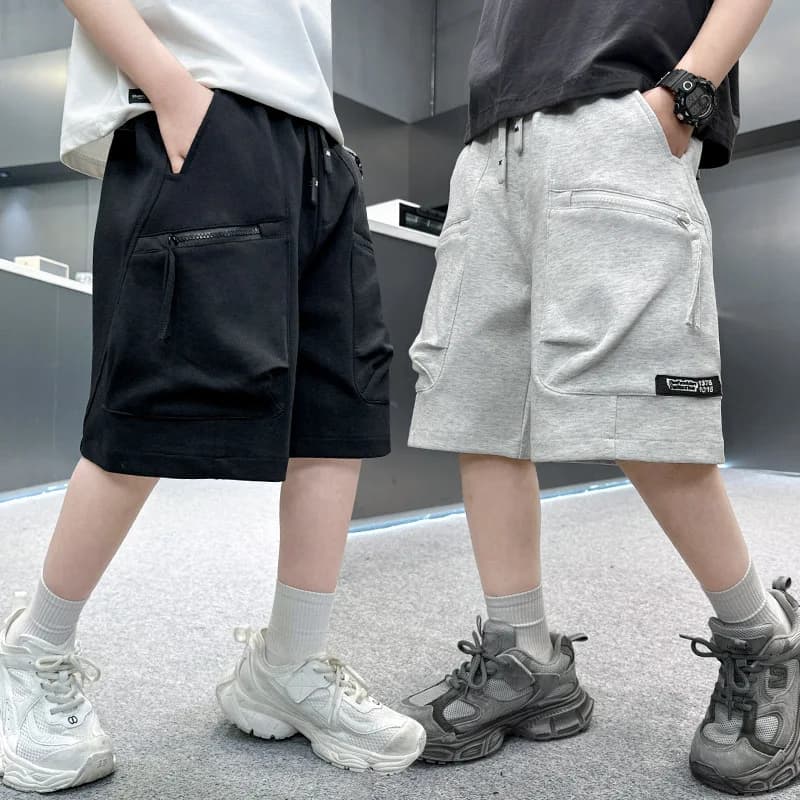 Abbigliamento Estivo per Bambini, Pantaloncini Cargo per Ragazzi, Pantaloni Larghi Casual di Taglia Grande, Pantaloni da Spiaggia alla Moda con Tasche