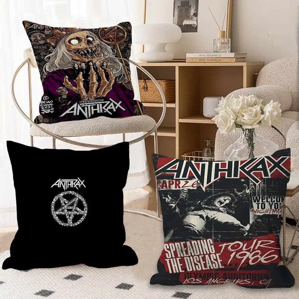 Fodera per cuscino decorativa Thrash Metal A-anthraxS Rock per camera da letto e divano del soggiorno