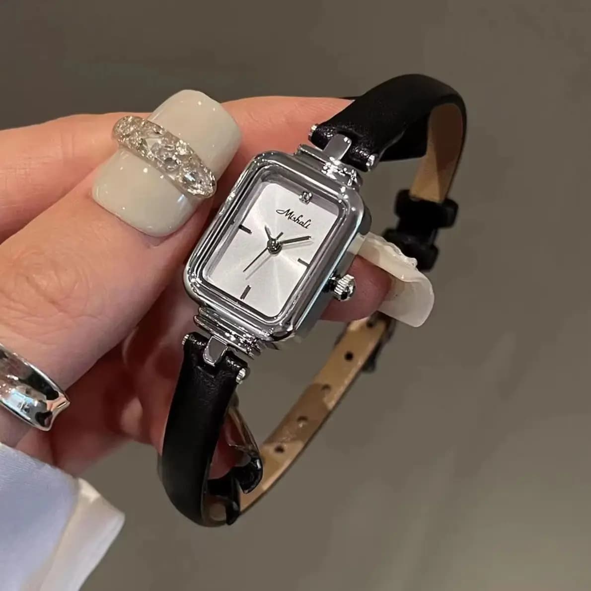 Luxury Vintage Women Watch Genuine Leather Strap Small Rectangle Dial Quartz Wristwatch Ladies Elegant Dress Female Clock Gifts