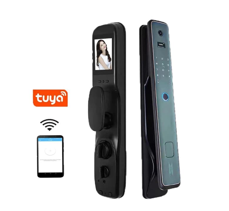 Serratura automatica a cilindro intelligente Telecamera App Tuya Wifi Smart Fingerprint Password Serratura per porta Serratura intelligente