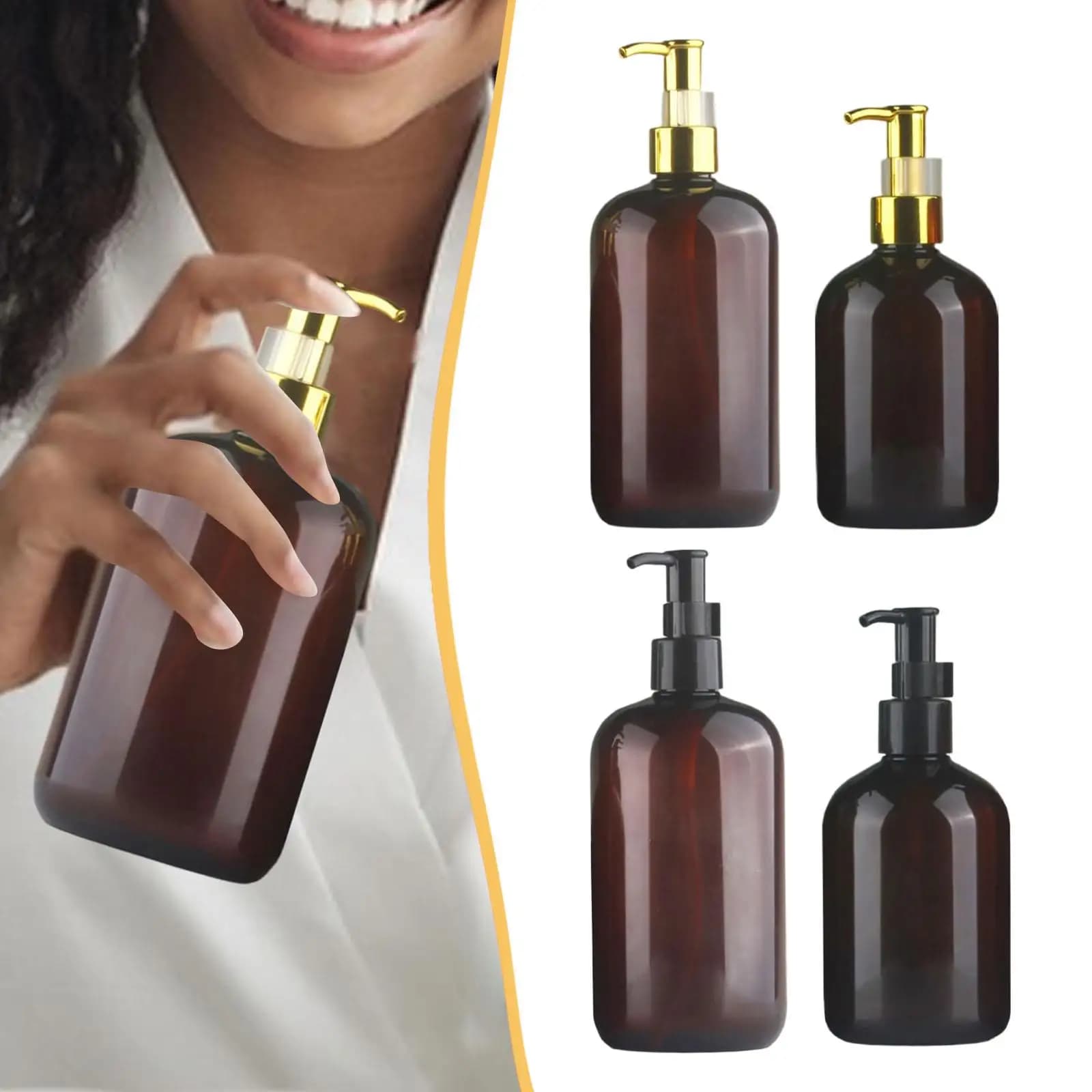 Dispenser di Sapone Liquido Manuale Ricaricabile con Pompa in PET per Doccia, Bagno, Cucina, Accessorio per Conservazione di Lozioni e Shampoo