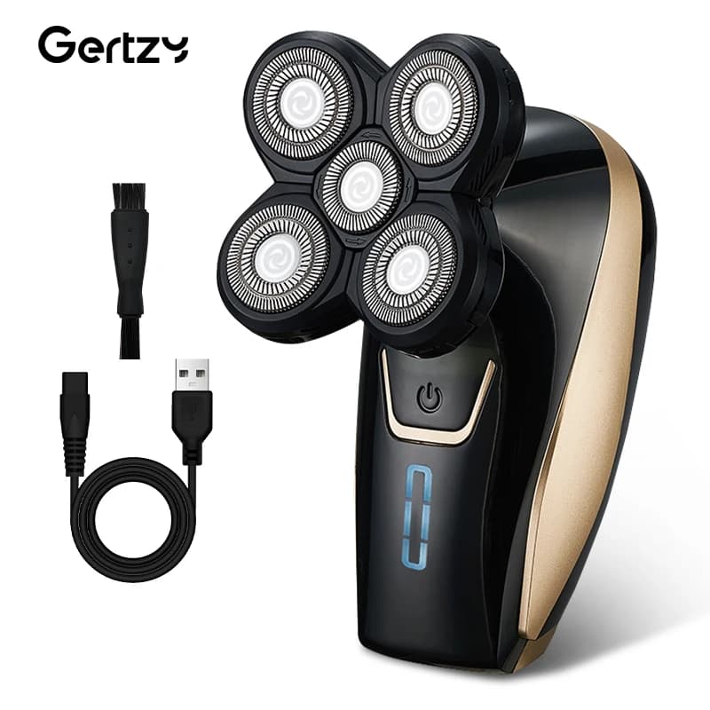 Trimmer from beard and bald head five in one man, rechargeable via USB, smooth shaving experience