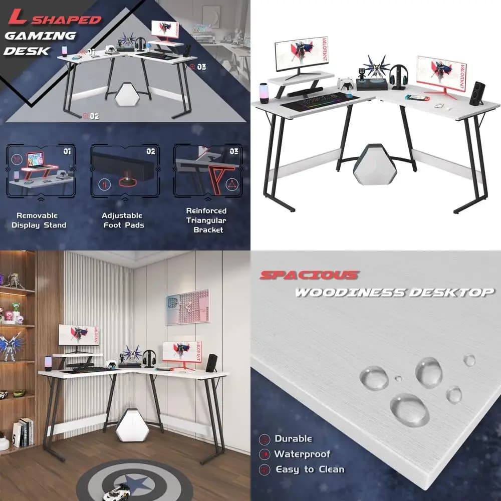 Large L Gaming Desk from 51 Inches with Monitor Support, Robusta PC Desk for Home Office and Writing