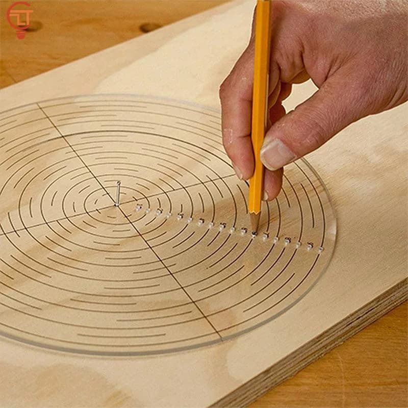 20CM/7.87IN Centro rotondo in plastica trasparente Finder Tornio Bussola da lavoro Cerchio Calibro Strumenti di lavorazione per il disegno di tornitura del legno