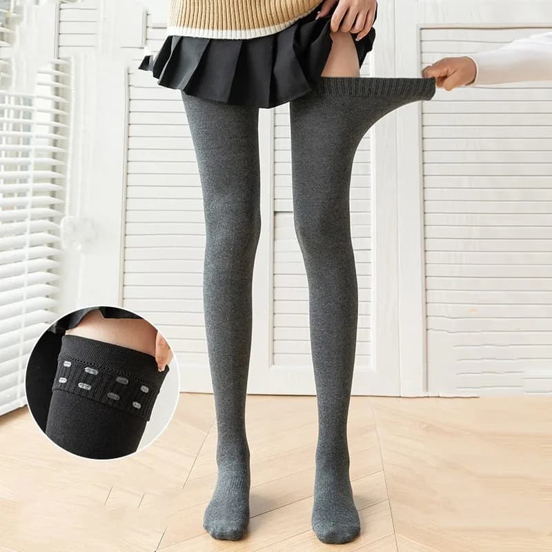 Calze lunghe sexy nere e bianche a tinta unita da donna, sopra il ginocchio, calze al ginocchio stile Lolita, calze calde da donna