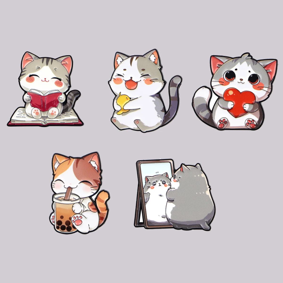 Cartoon Cat Enamel Pin Cute Animal Brooch Pines Lapel Pins Badge on Backpack Clothing Accessories Kawaii Jewelry Friends Gifts