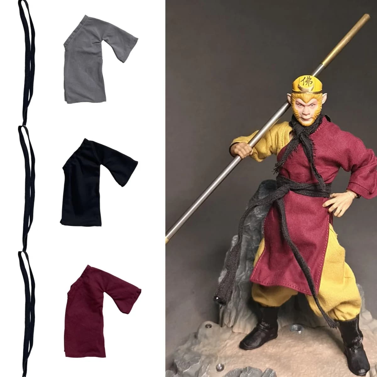 In Magazzino 1/12 Bilancia Soldato Maschio Anime Cinese Sun Wukong Vestiti Della Bambola Mantello Cintura Accessorio Per 6in Action Figure Giocattoli di Modello