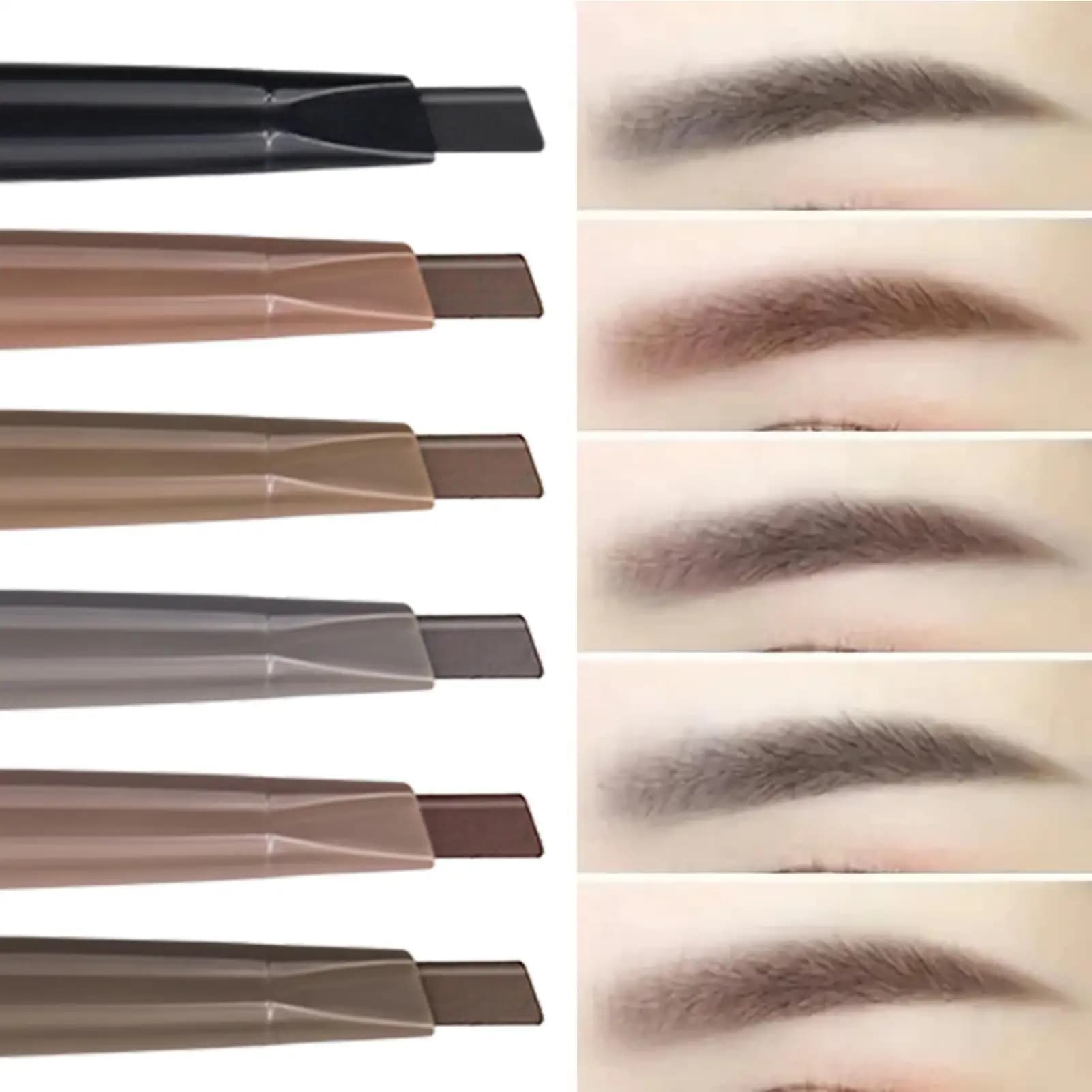 Matita per sopracciglia a doppia testa da 1 pezzo, impermeabile, a lunga durata, facile da usare e trucco naturale con pennello per sopracciglia, multicolore