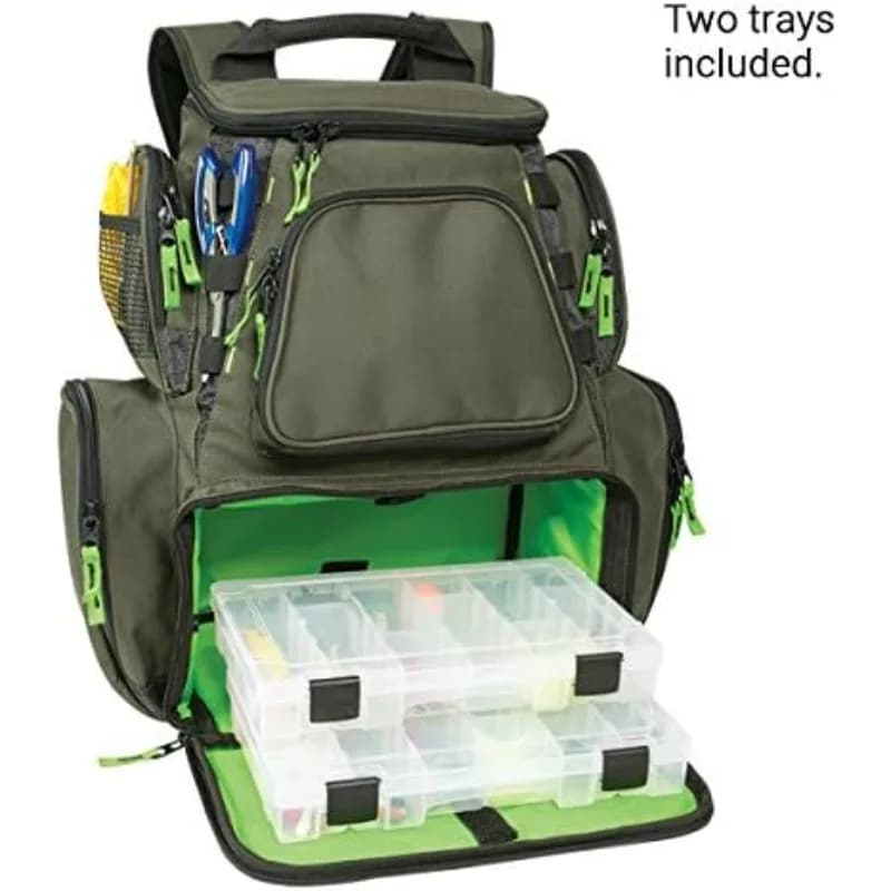 Zaino porta attrezzatura da pesca impermeabile con esche e mulinelli, con cinghie regolabili, borsa porta attrezzatura, con scatole porta attrezzatura
