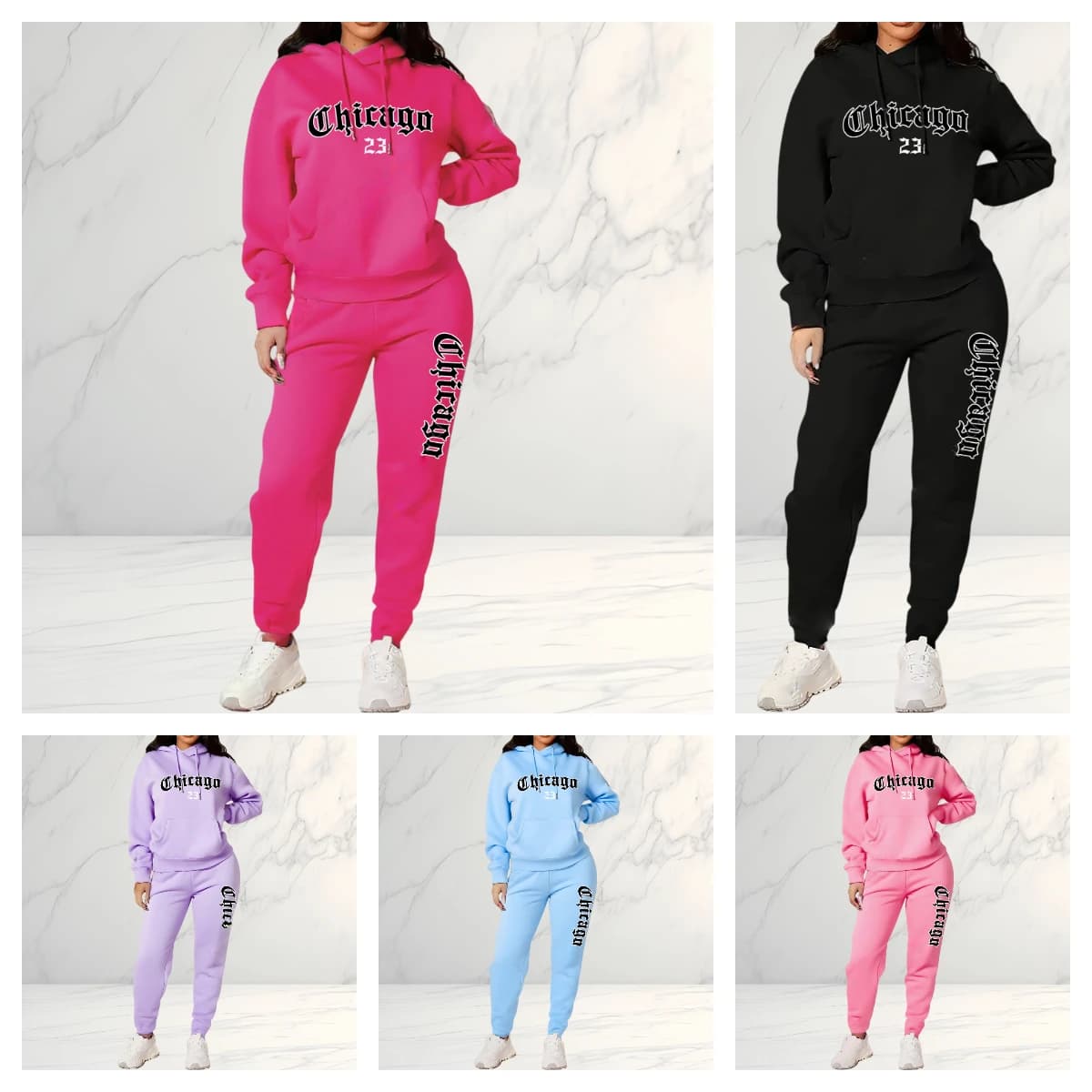 Women's Jumpsuit with Sweatshirt and Pants, Complete 2 Pieces, Winter Sports Clothing, Jogging Outfit, Fashion Streetwear, Women's Signed Clothing Set